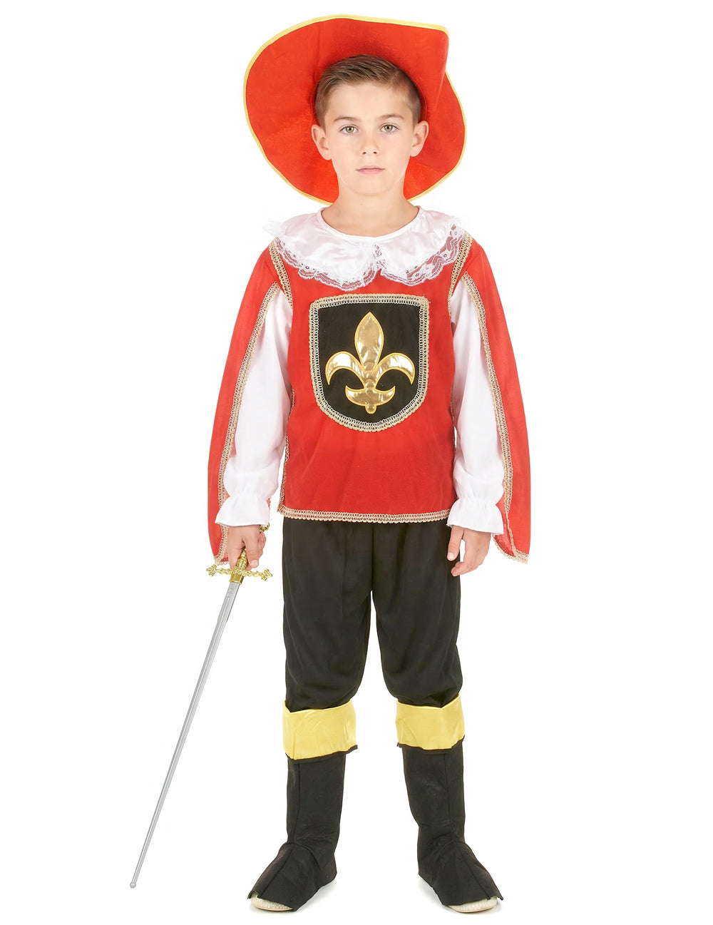 Vue d'ensemble du déguisement de mousquetaire pour garçon