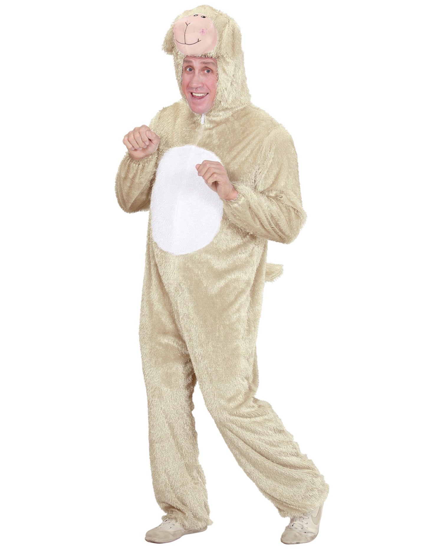 Déguisement de mouton pour adulte beige et blanc avec capuche