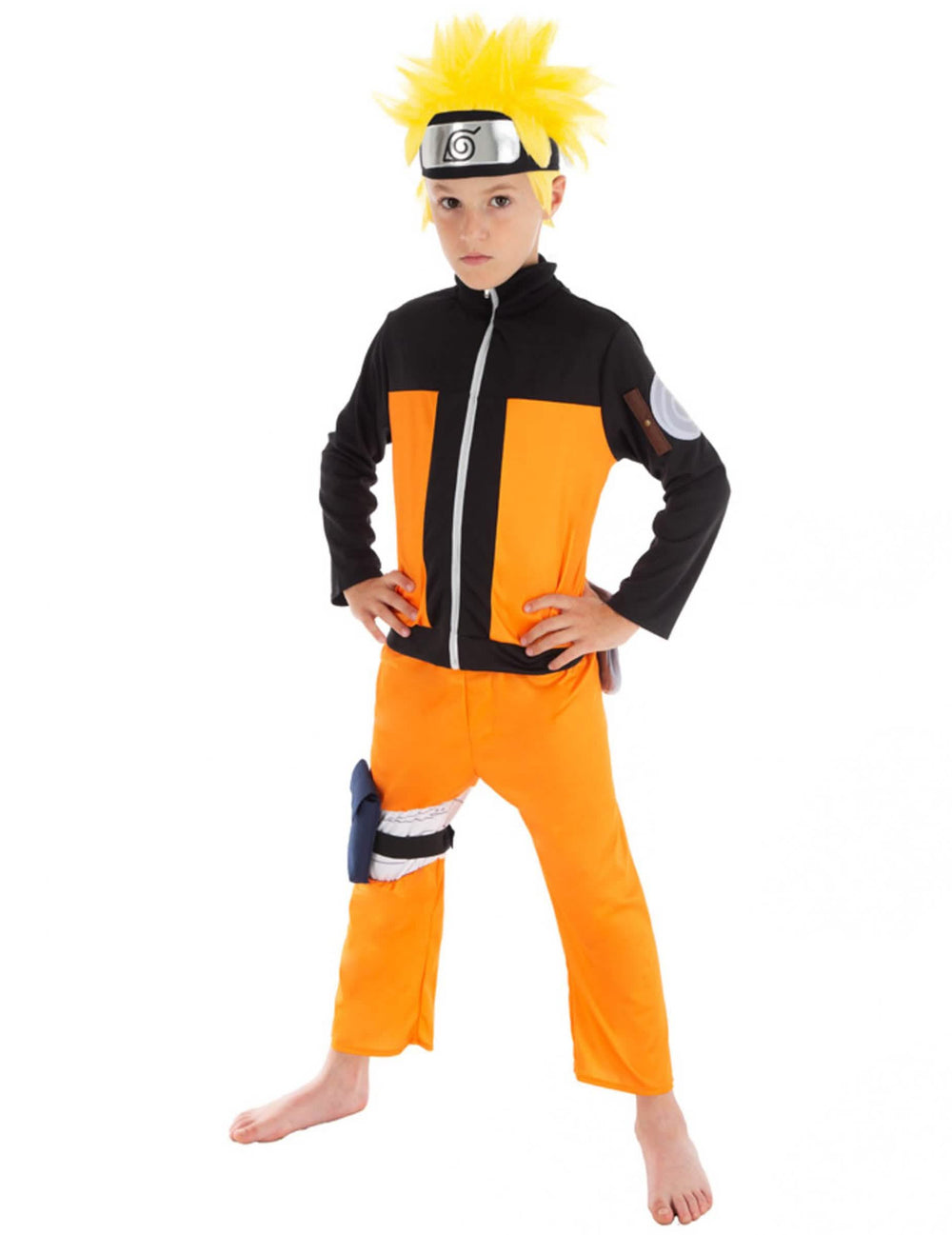 Fato Naruto™ para criança cor de laranja e preto com bandolete