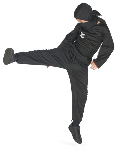 Vue de profil en action du déguisement ninja commando