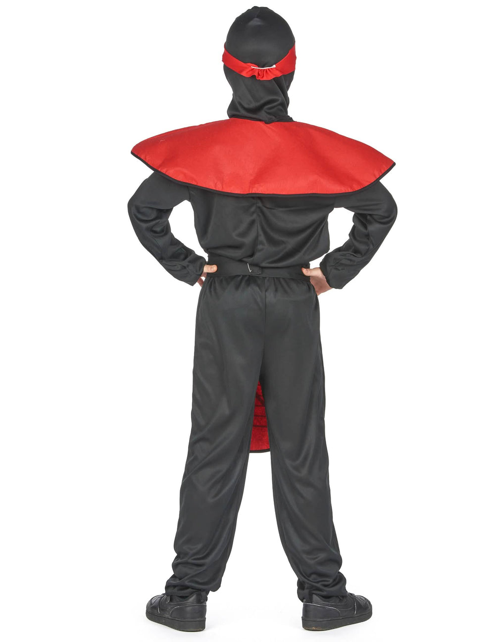 Vista traseira do disfarce ninja dragão vermelho para menino