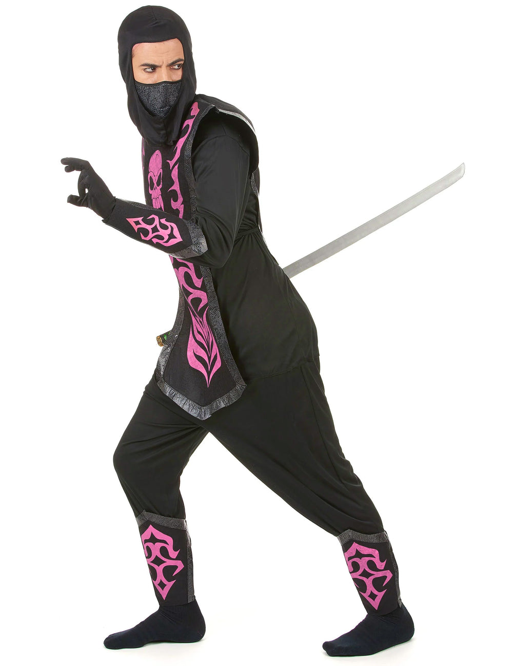 Vue de profil du déguisement ninja effet feutrine pour homme