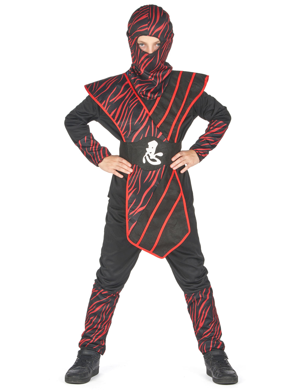 Déguisement ninja fauve pour garçon rouge et noir