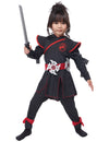 Déguisement ninja luxe pour fille noir et rouge avec ceinture et sabre