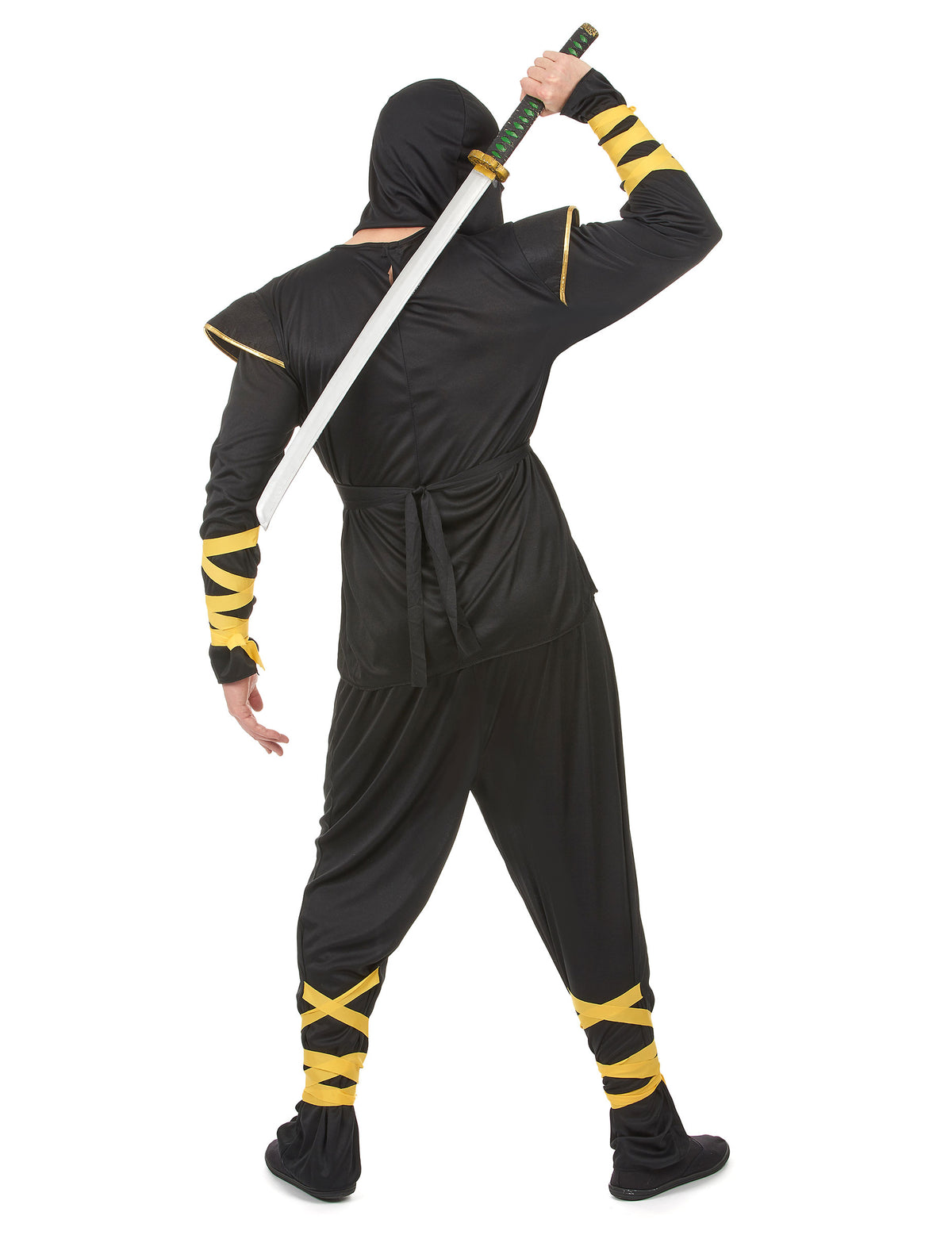 Vue de dos du déguisement ninja dragons dorés pour homme