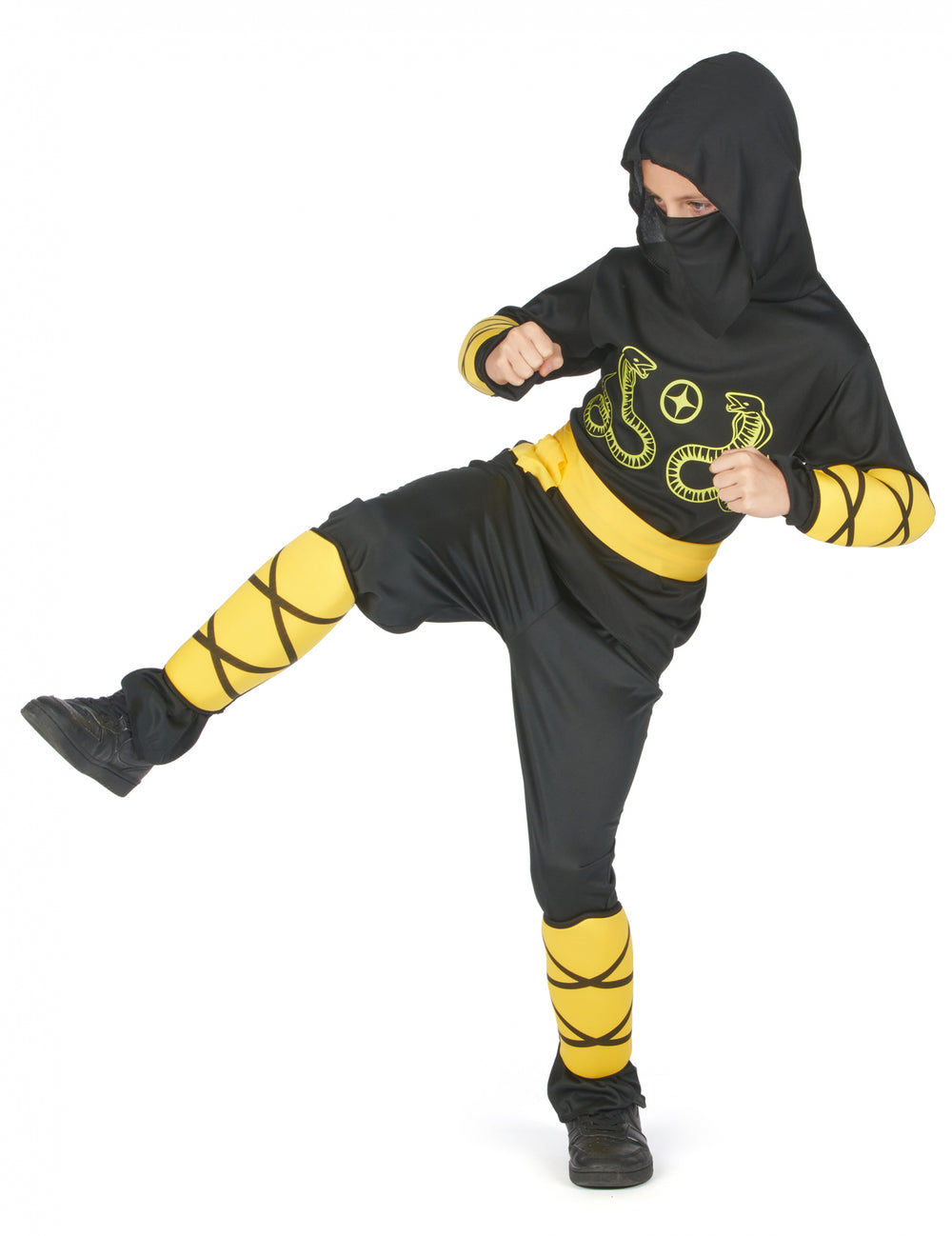Déguisement ninja pour garçon noir et jaune