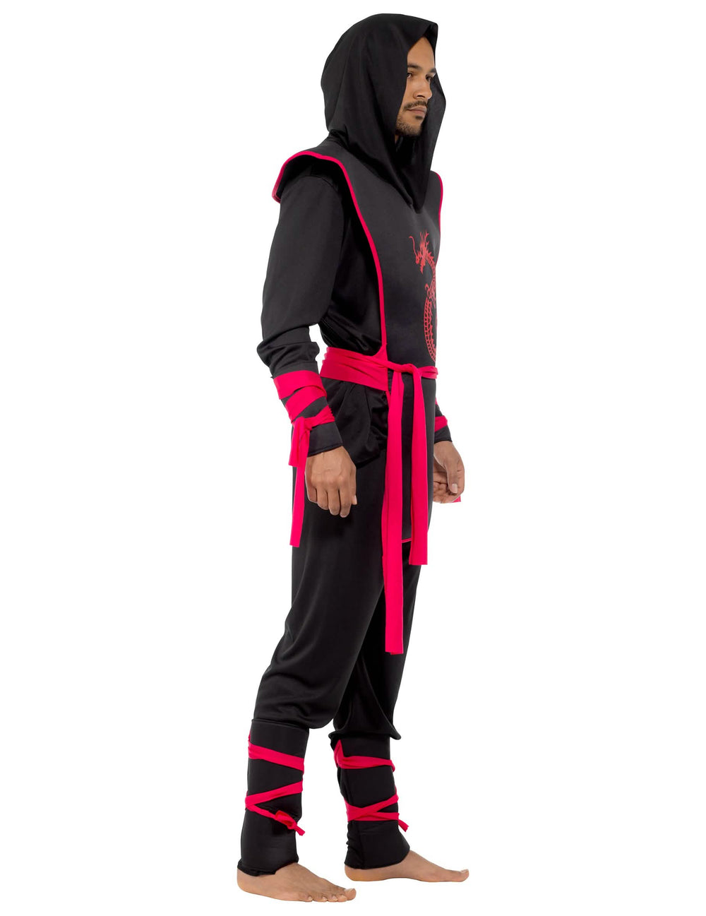Vista de perfil do fato de ninja para homem