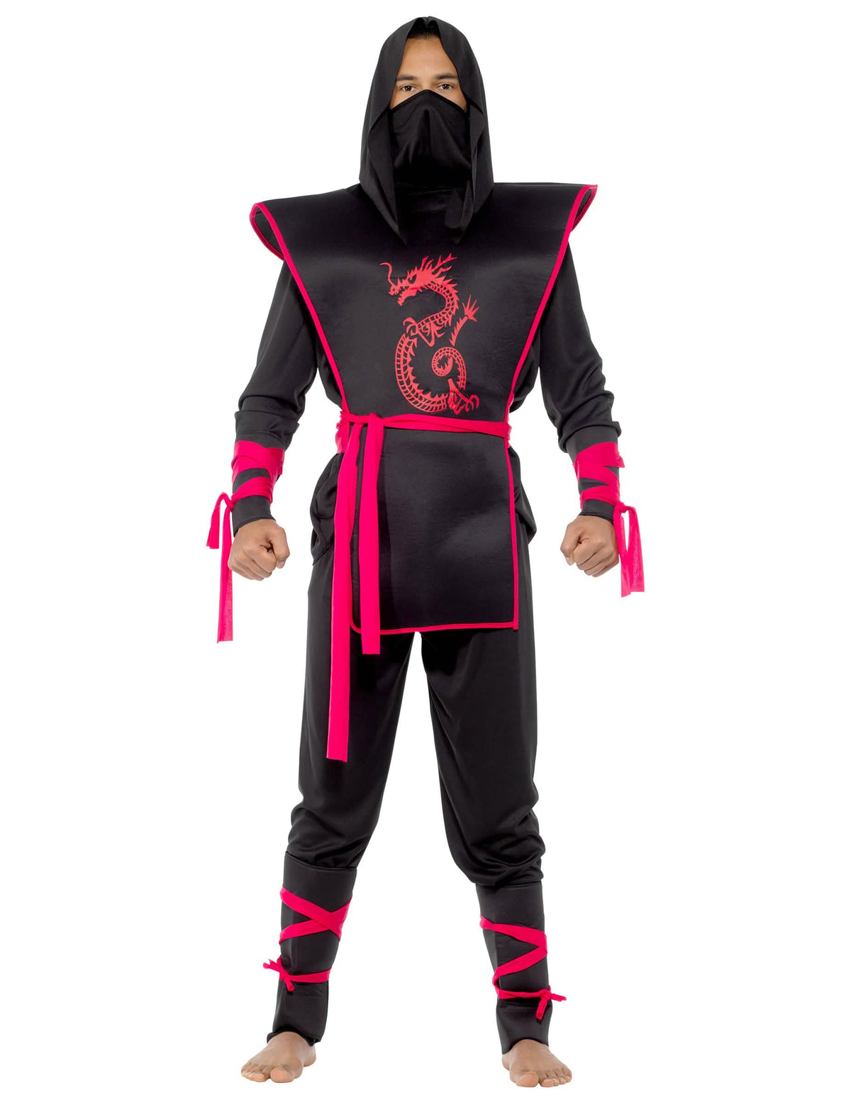Vista frontal do fato de ninja para homem