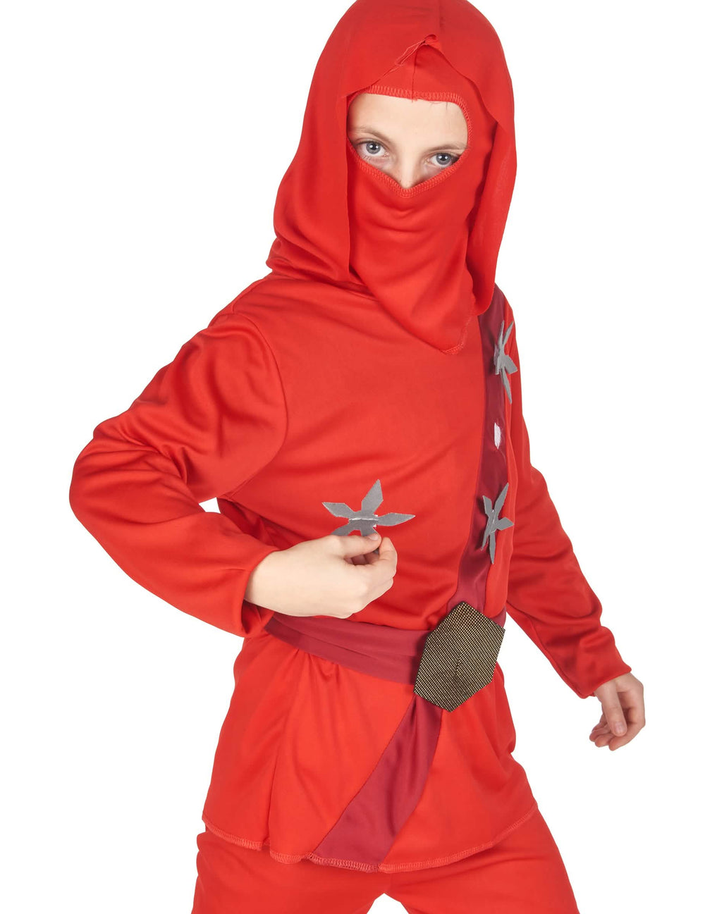 Grande aproximação das estrelas e da balaclava do disfarce ninja para menino