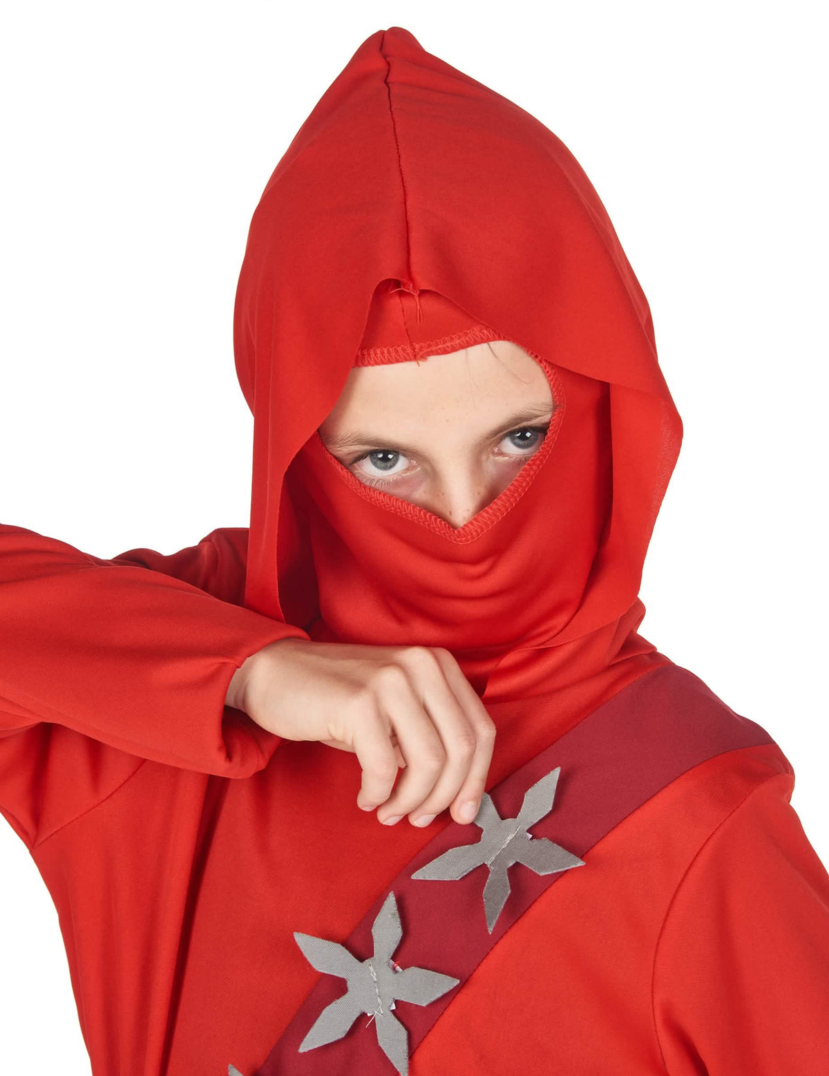 Fato de ninja para menino vermelho com estrelas
