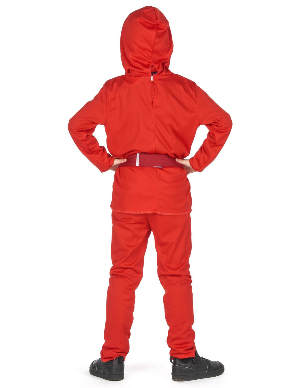 Vista de trás do disfarce ninja vermelho para menino