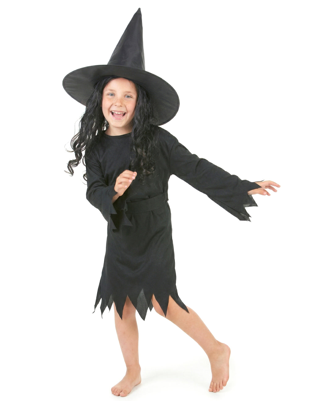 Vue de face du déguisement de sorcière Halloween pour fille