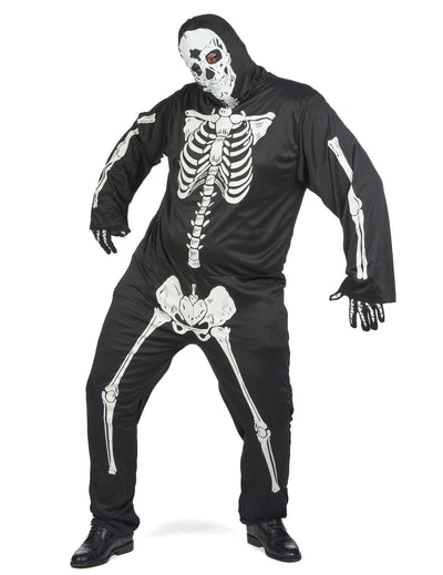 Déguisement de squelette pour homme noir et blanc pour Halloween