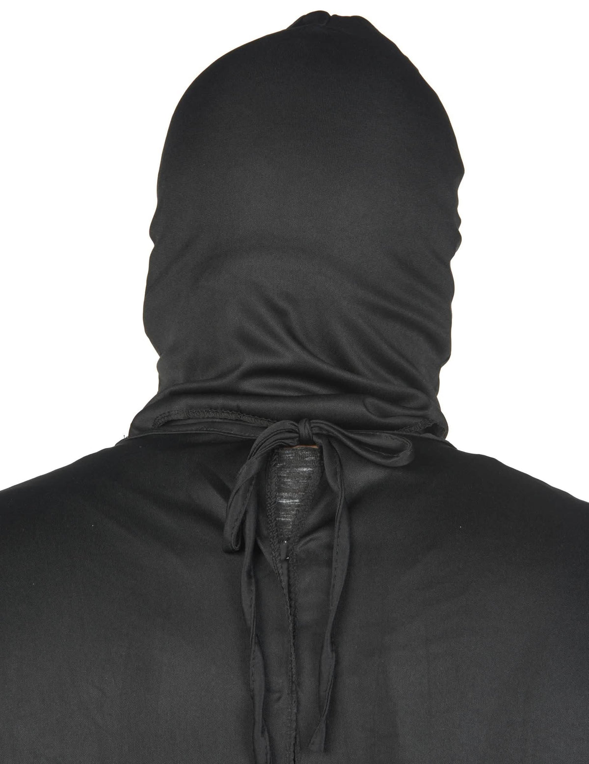 Vue de dos de la cagoule du déguisement de squelette