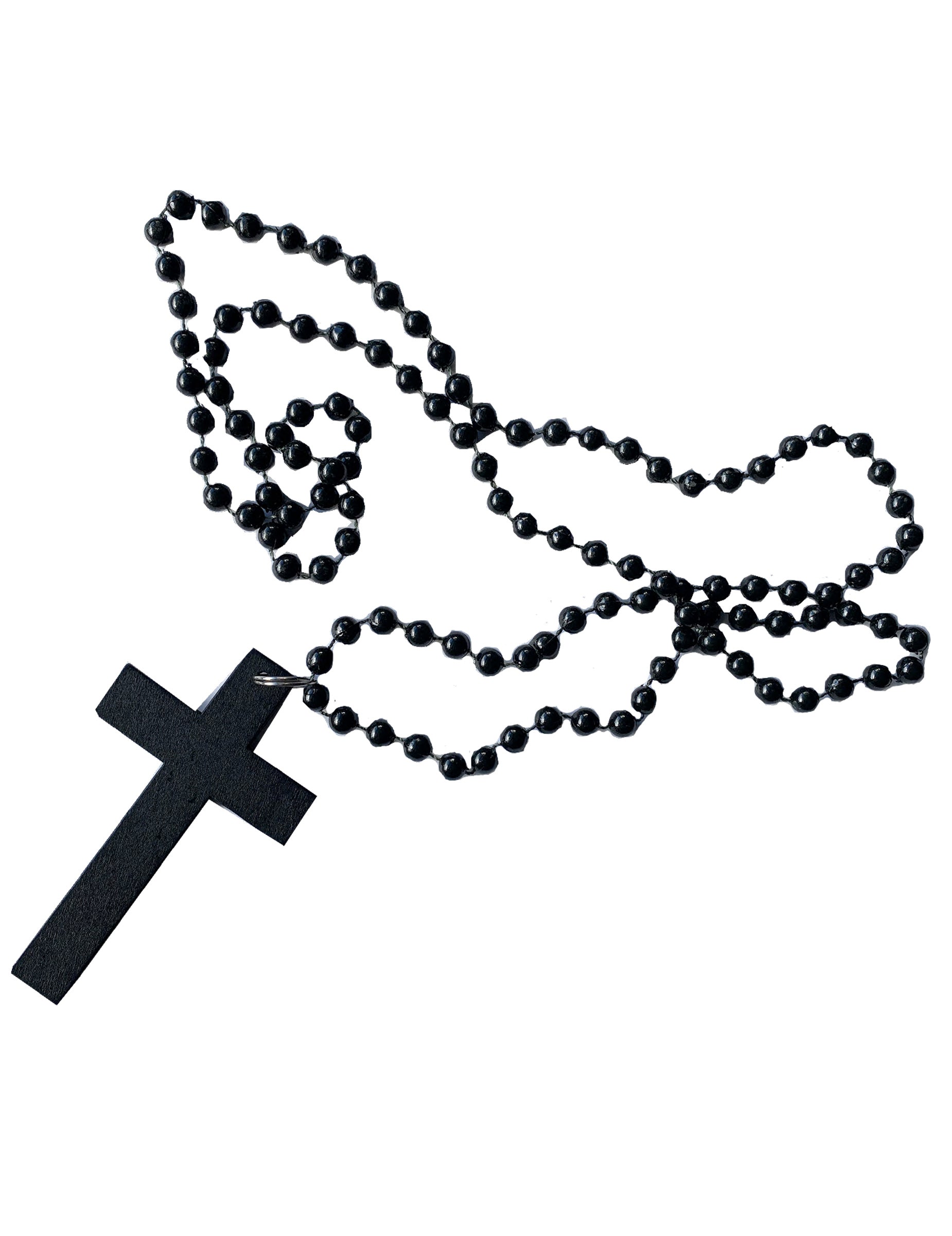 Collier chapelet noir du déguisement de nonne effrayante ensanglantée