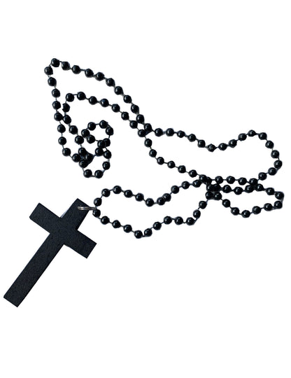 Collier chapelet noir du déguisement de nonne effrayante ensanglantée