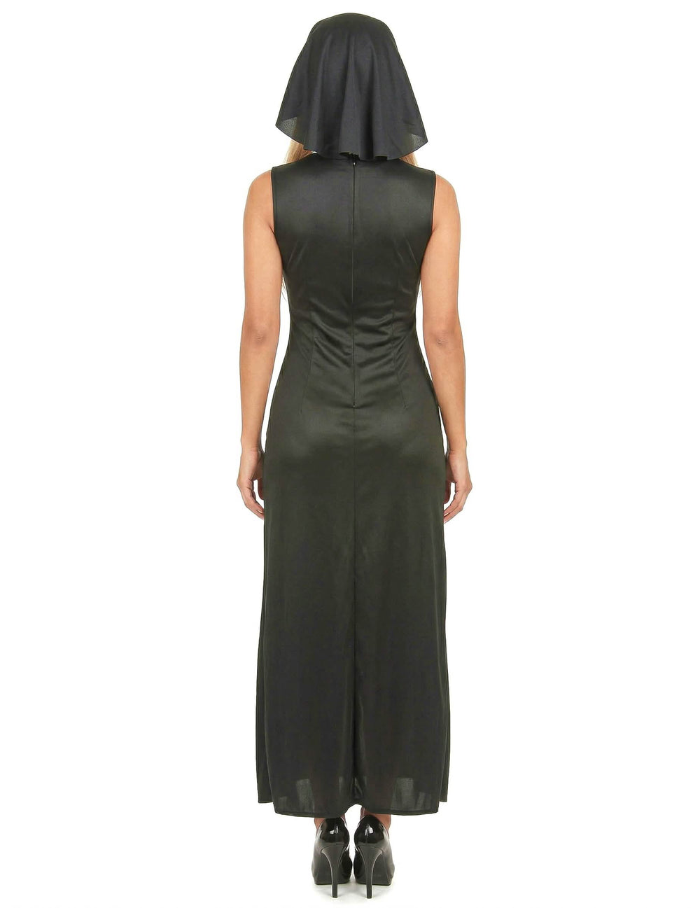 Vue de dos du déguisement de nonne sexy robe fendue