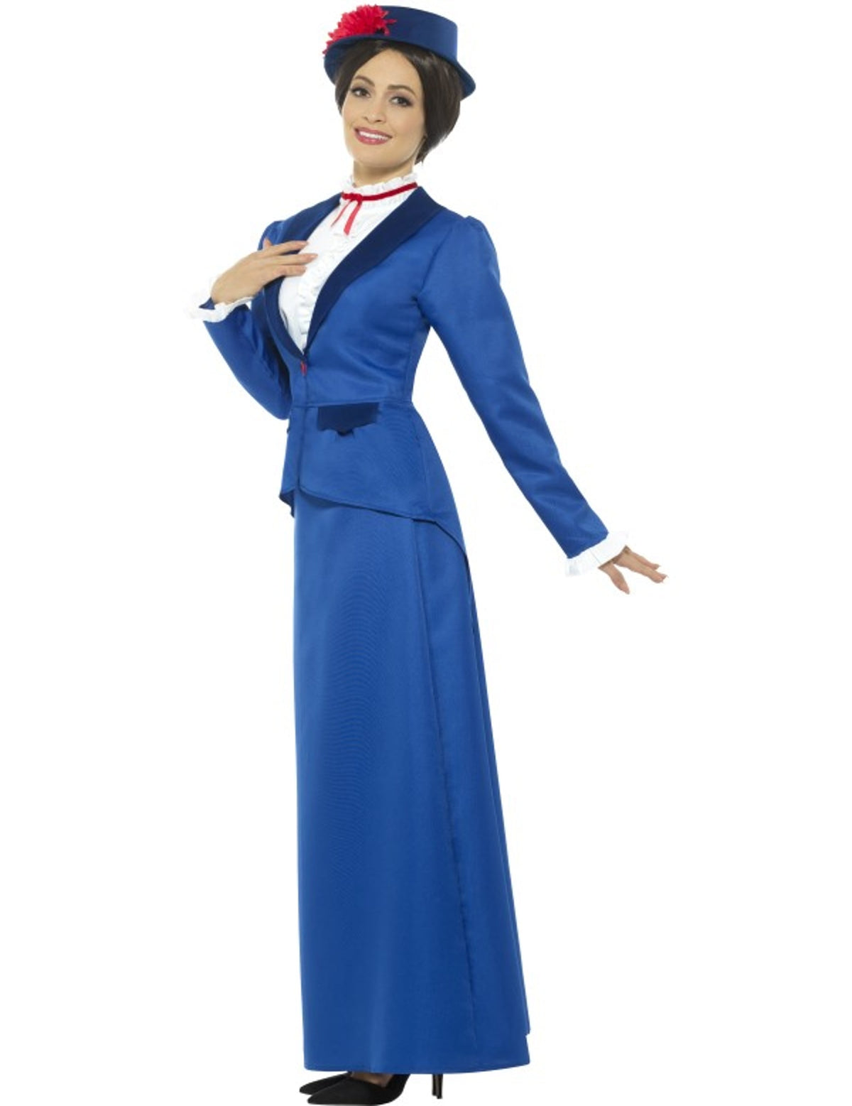 Vue de profil du déguisement de nounou victorienne