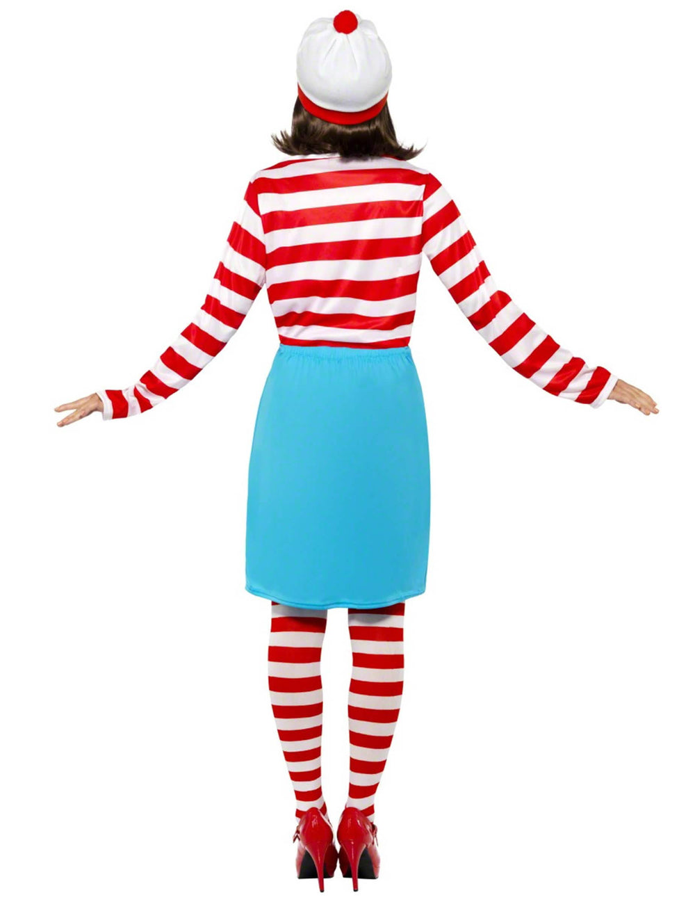 Vista traseira do disfarce Onde está o Wally ?™ para mulher