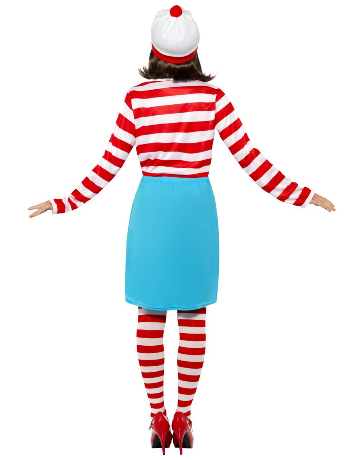 Vista traseira do disfarce Onde está o Wally ?™ para mulher