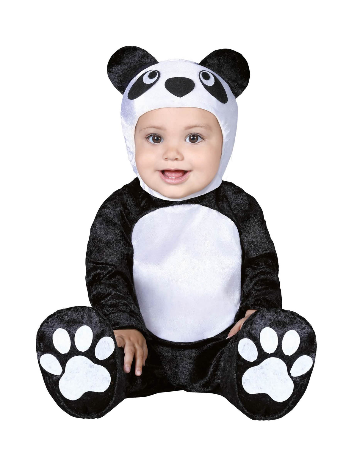 Disfarce de pequeno panda para bebé black and white com capuz com orelhas