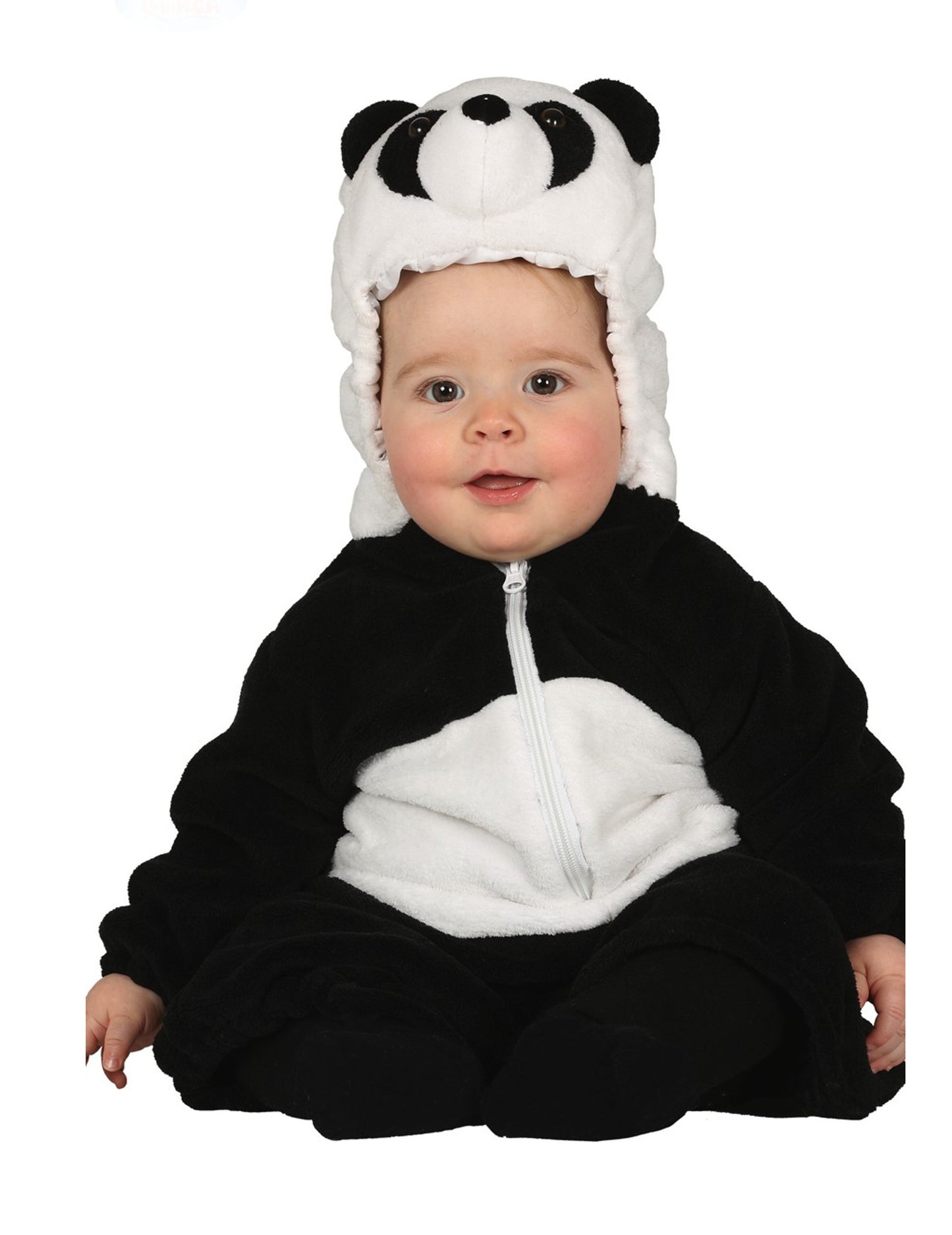 Déguisement panda pour bébé noir et blanc en peluche avec capuche