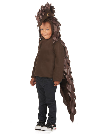 Déguisement de pangolin pour enfant marron avec écailles et longue queue