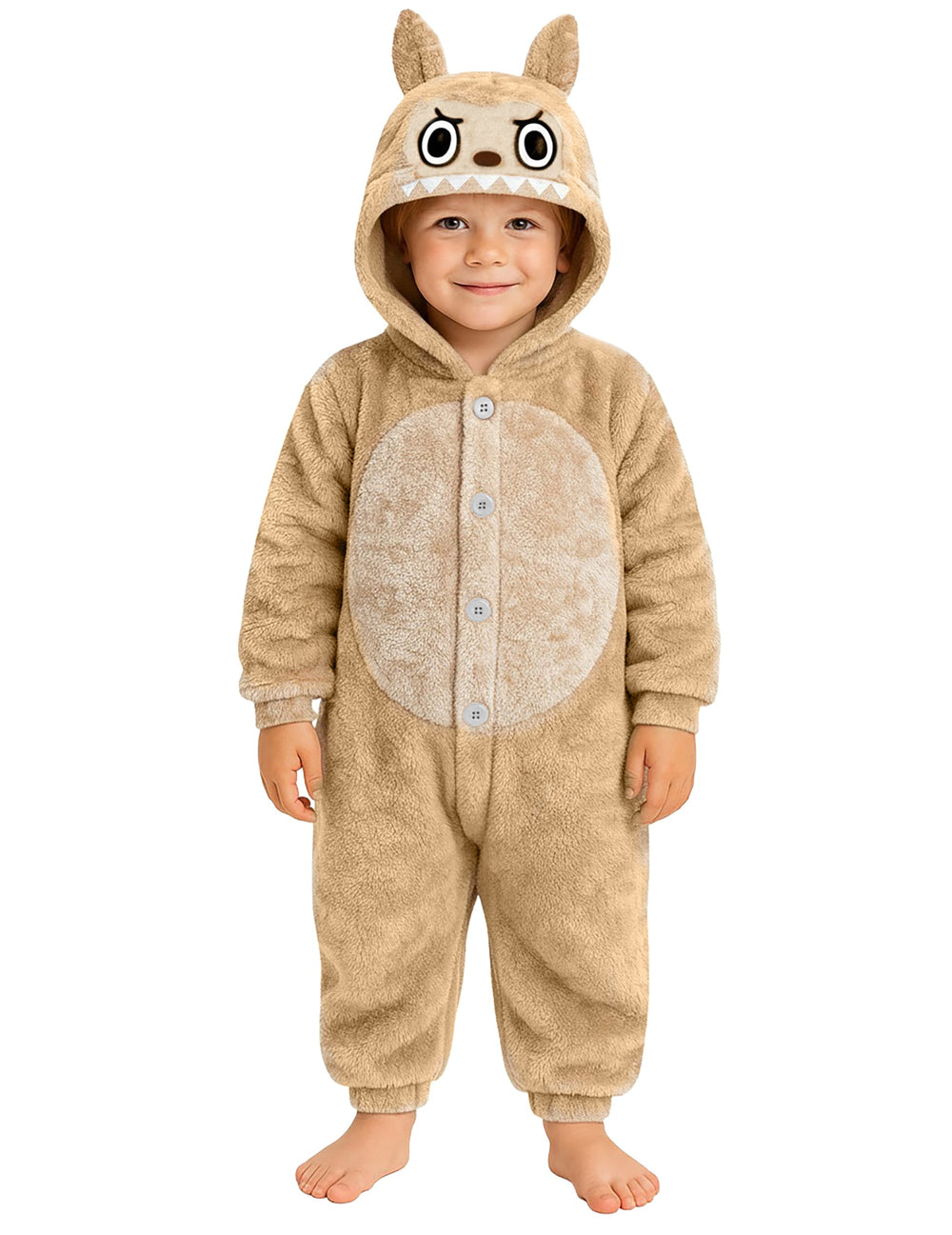 Déguisement peluche monstre pour enfant beige à capuche