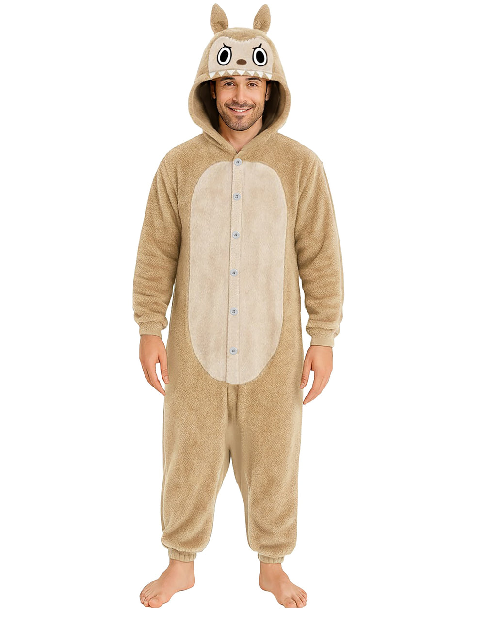 Déguisement peluche monstre pour homme beige