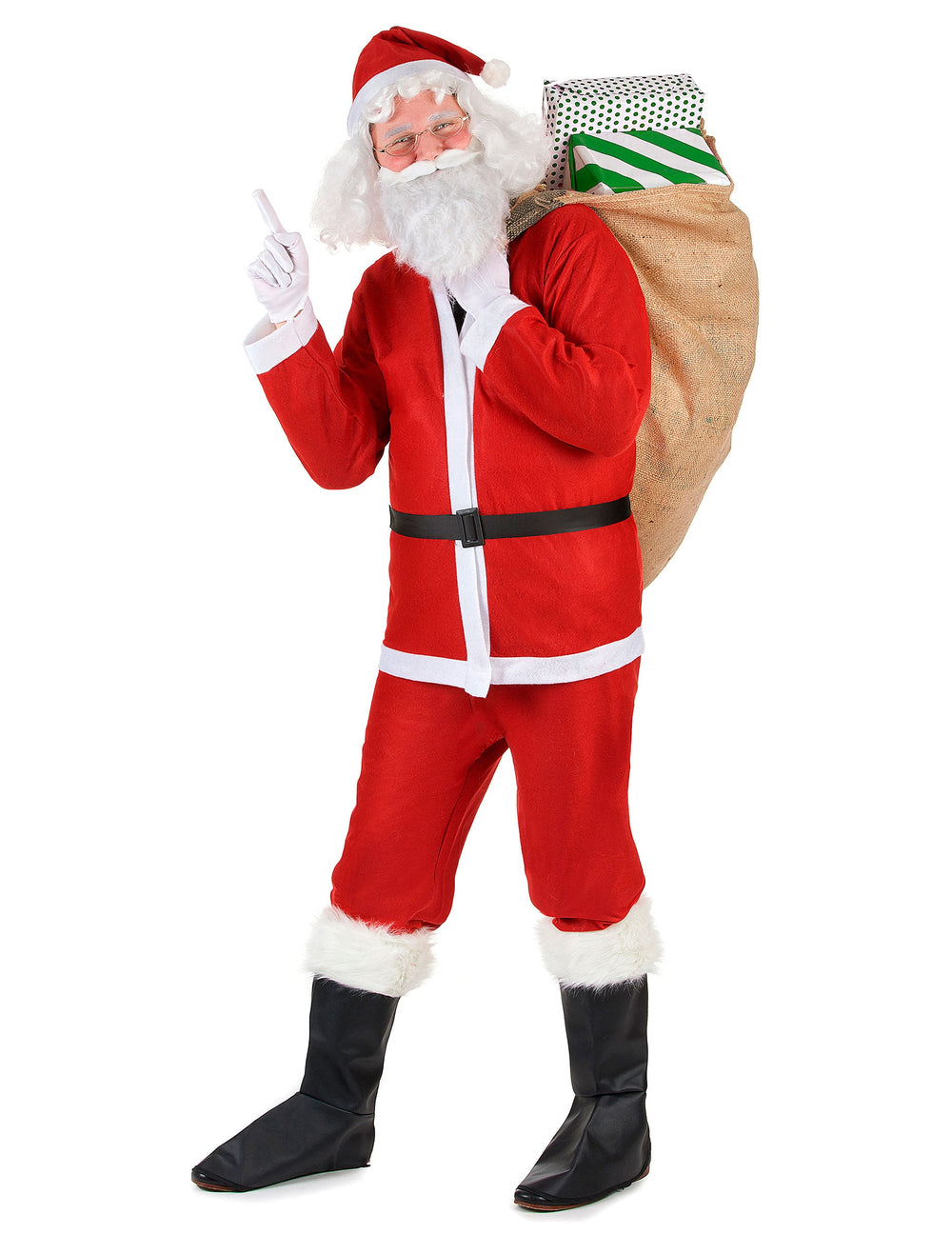 Hotte et cadeaux du déguisement de Père Noël pour adulte