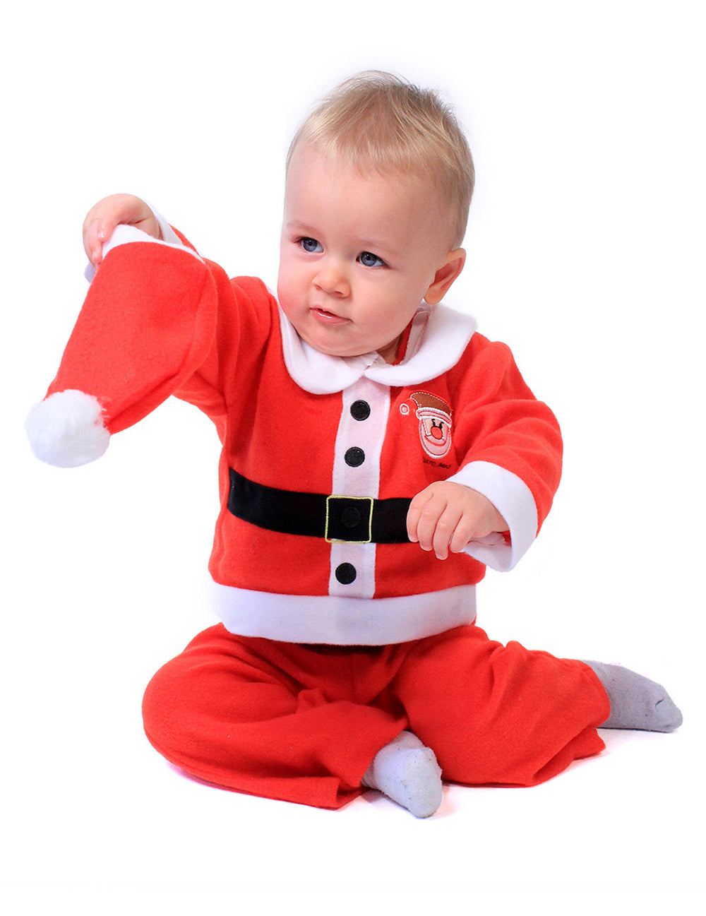 Déguisement Père Noël complet pour bébé rouge et blanc avec bonnet