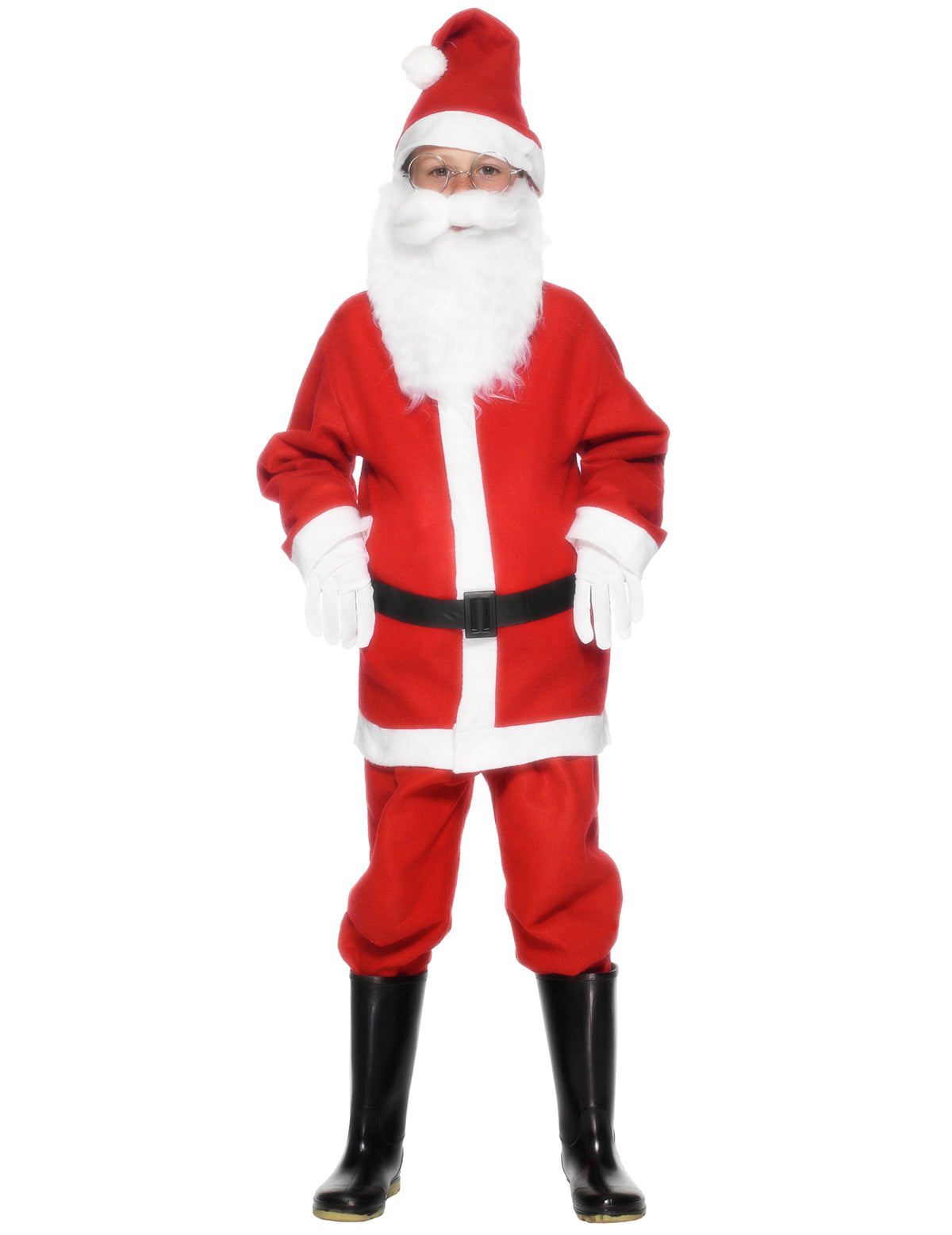 Déguisement de Père Noël pour garçon rouge et blanc avec barbe et bonnet