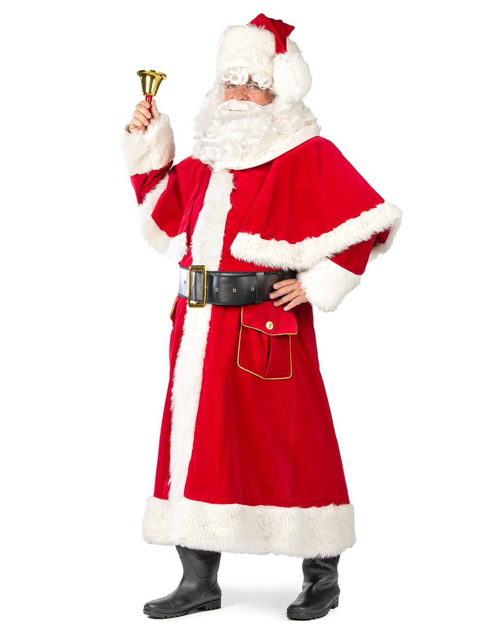 Clochette dorée tenue à la main du déguisement de Père Noël Haut de Gamme