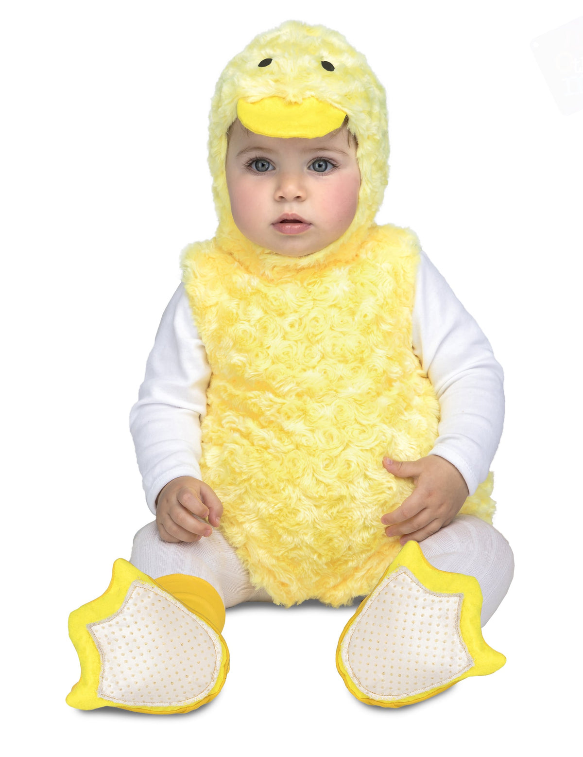 Déguisement de petit canard peluche pour bébé jaune avec chaussons palmés