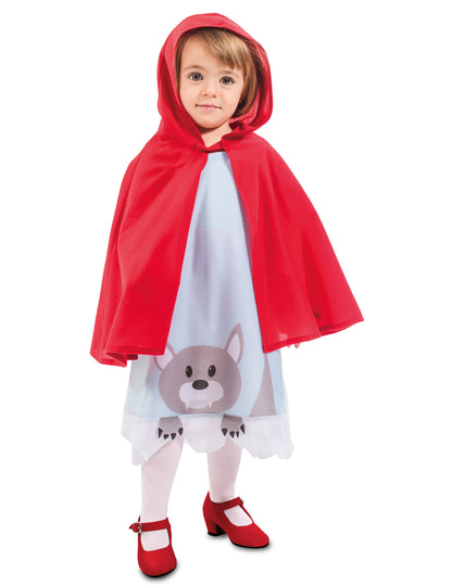 Déguisement petit chaperon rouge pour bébé rouge et bleu avec motif loup