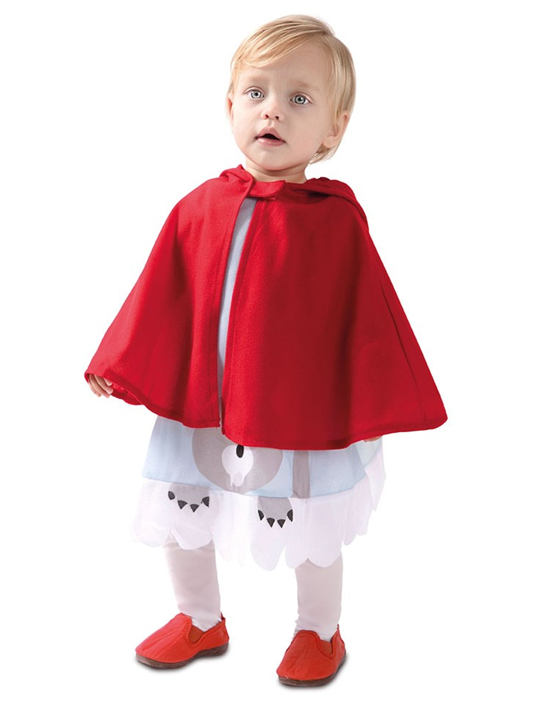 Vue de face du déguisement petit chaperon rouge pour bébé