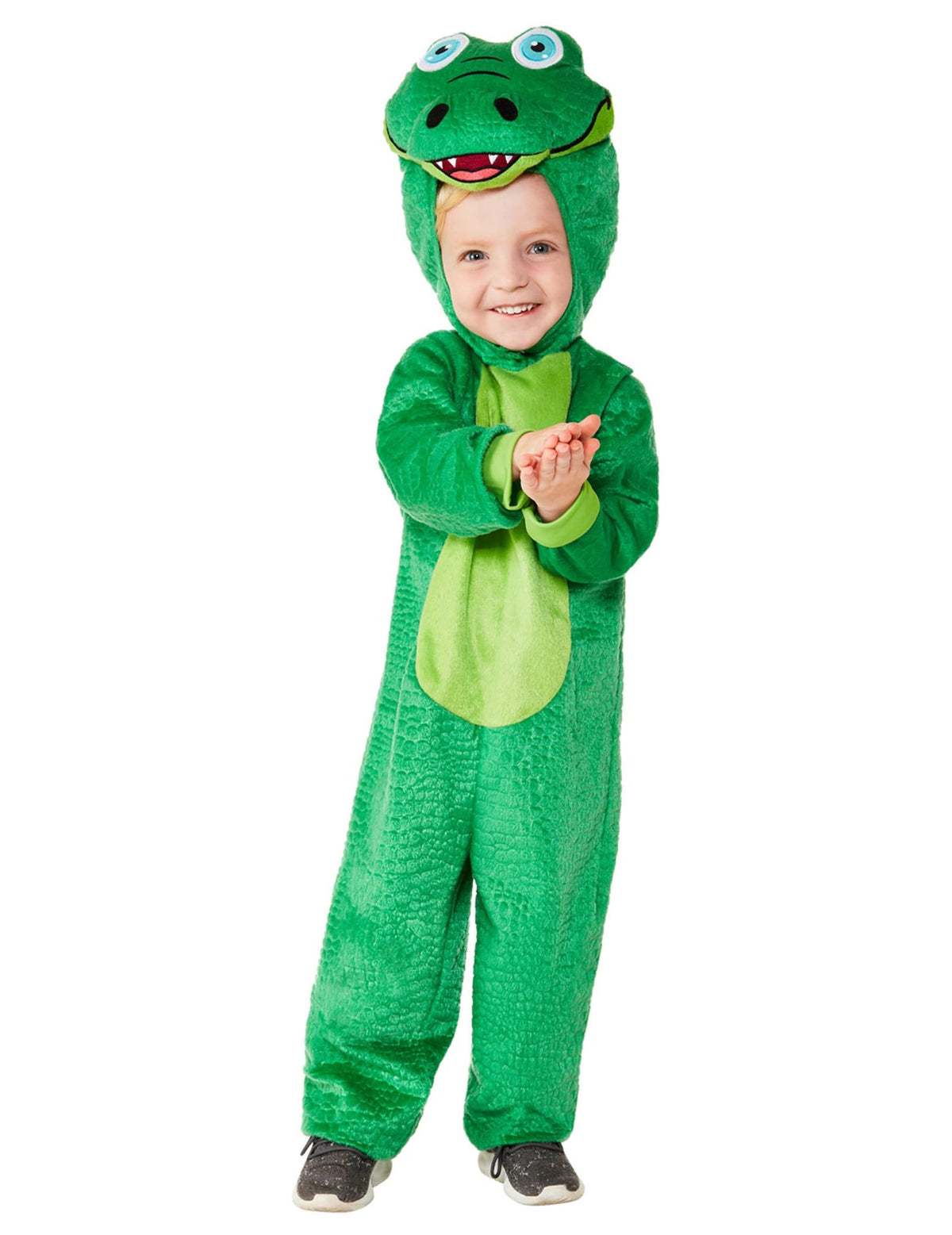 Vue de face du déguisement petit croco pour bébé