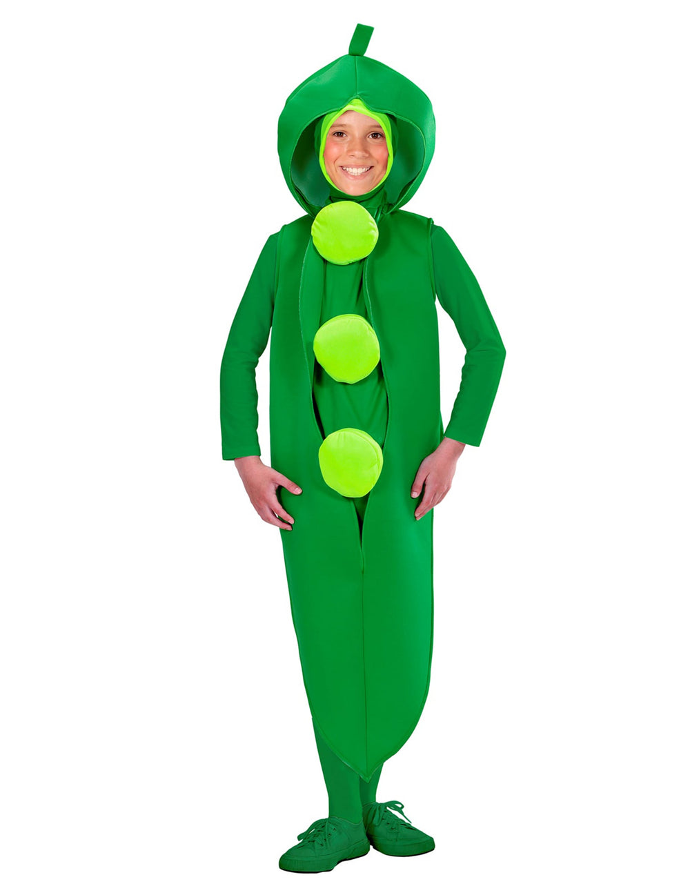 Vue de face du déguisement petit pois pour enfant