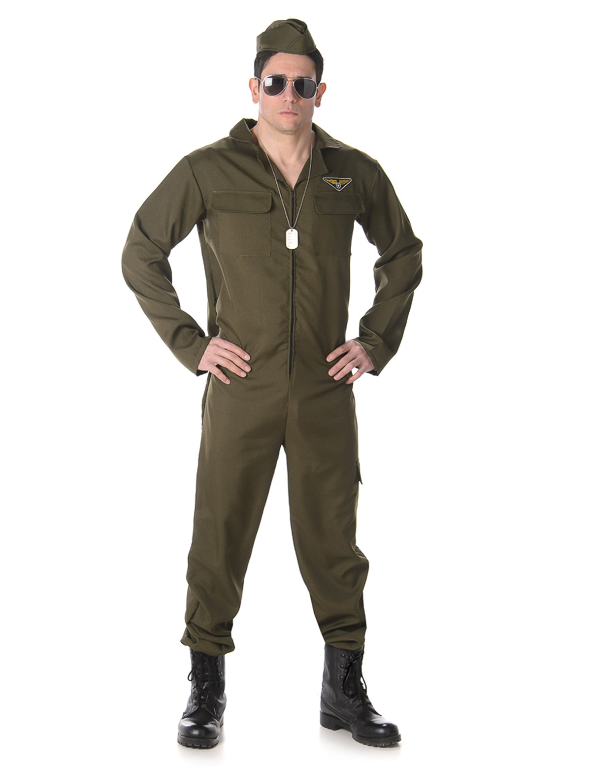 Vue d'ensemble du déguisement pilote de chasse complet