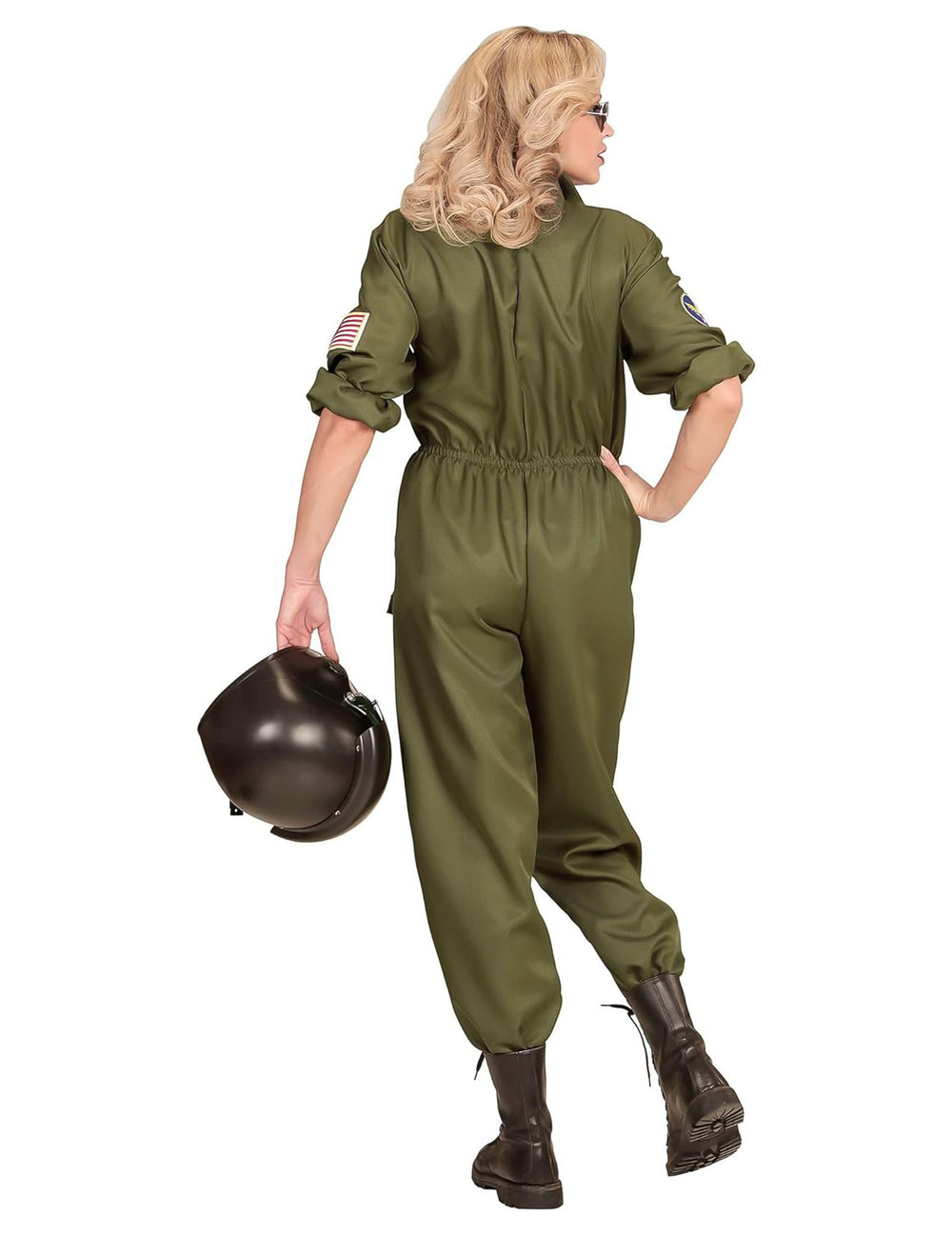 Vue de dos du déguisement de pilote de combat pour femme