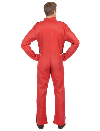 Vue de dos du déguisement pilote de course pour homme