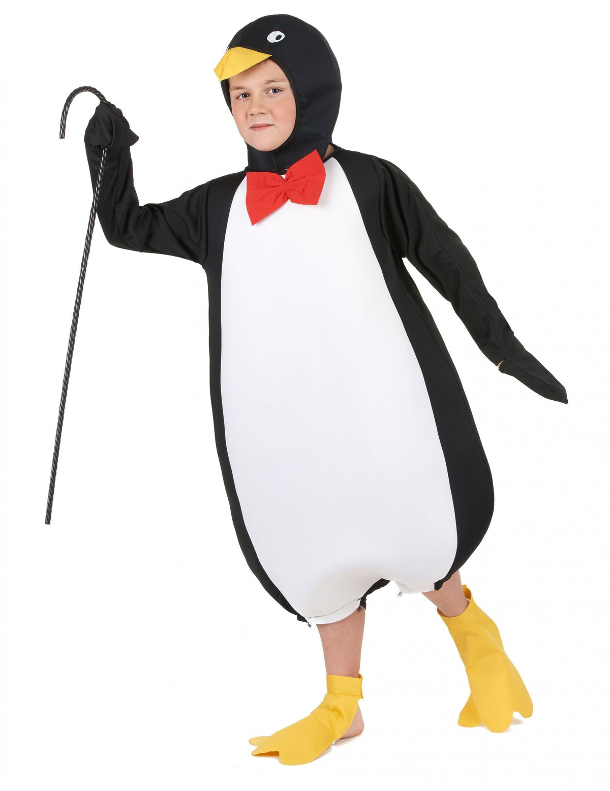 Déguisement pingouin humoristique pour enfant noir et blanc avec nœud papillon rouge