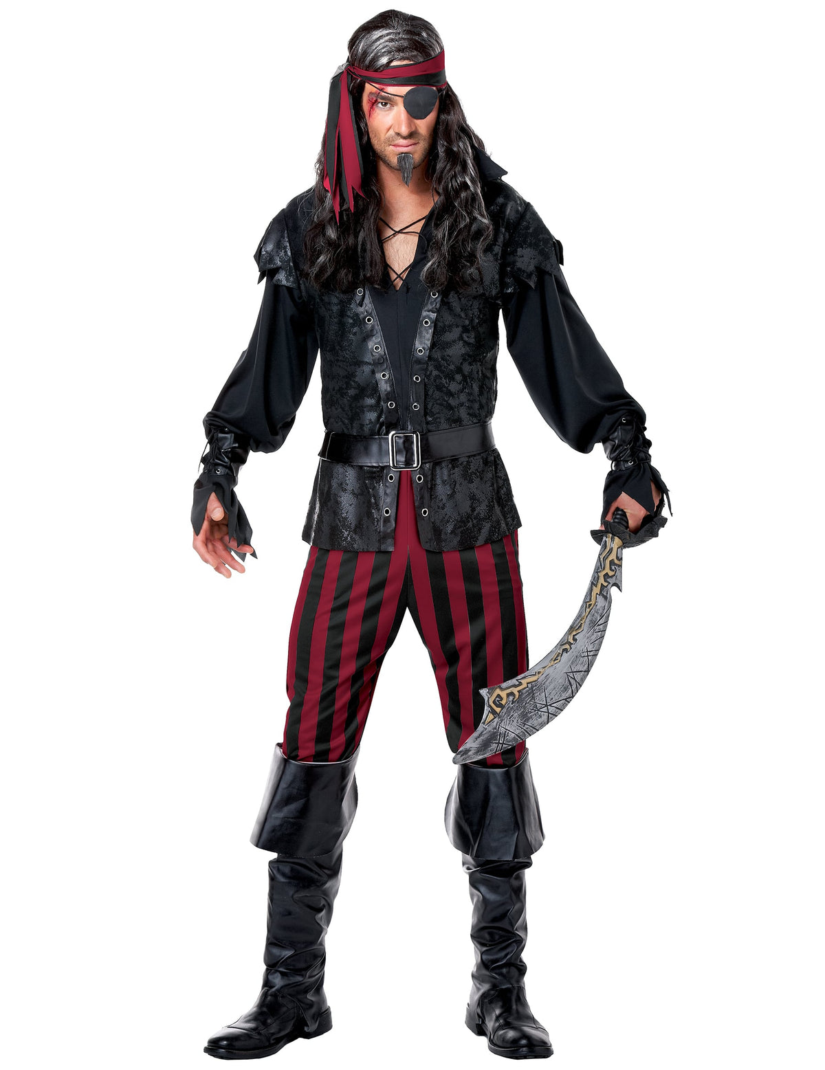 Vue de face du déguisement pirate à rayures