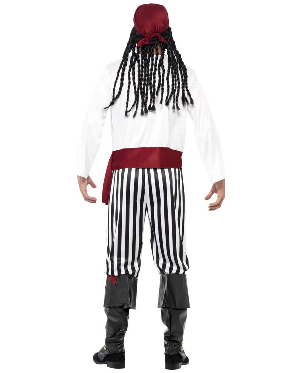Vue de dos du déguisement pirate avec bandana rouge