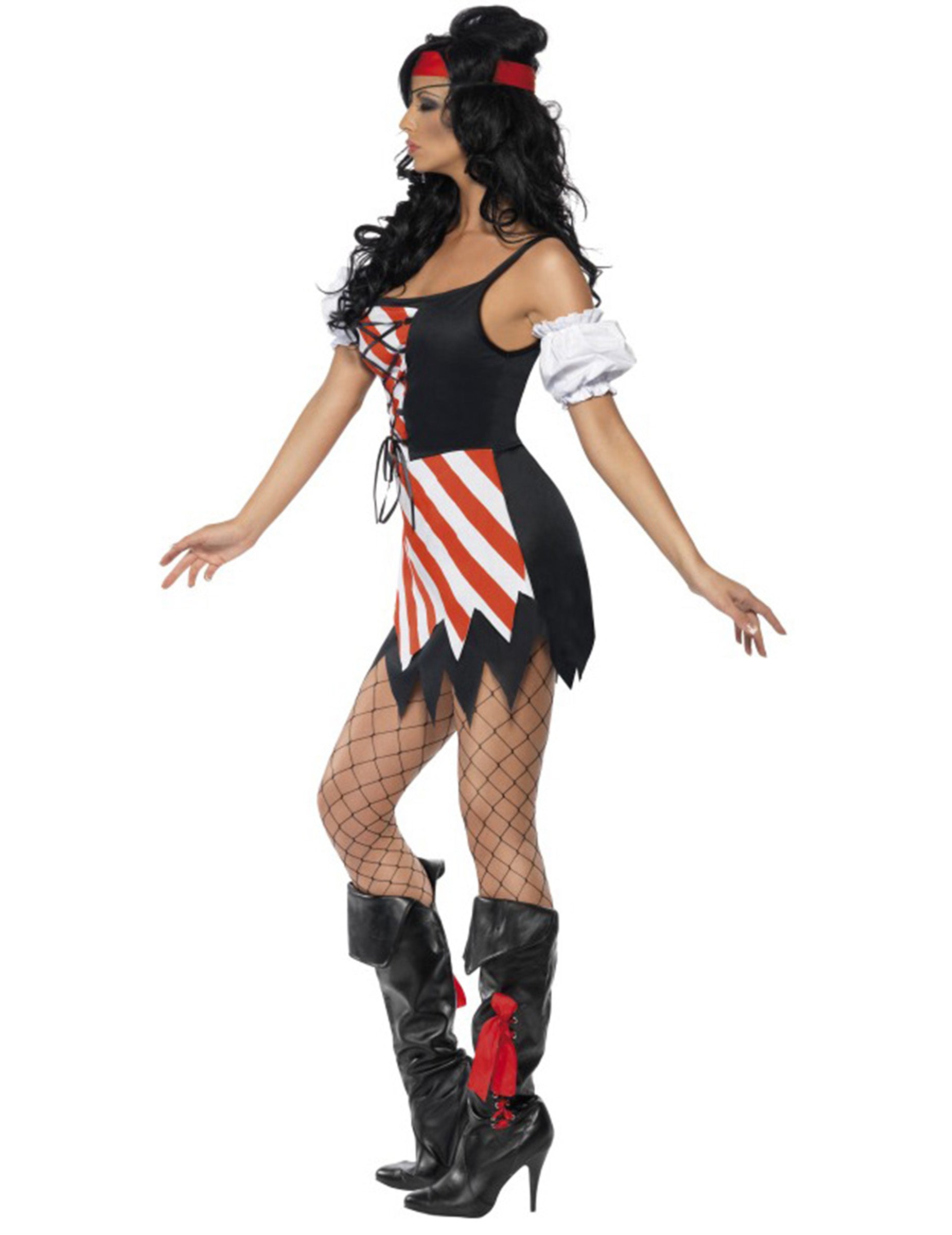 Vue de profil du déguisement pirate avec bandeau pour femme