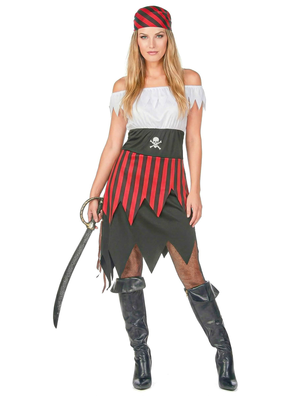 Disfarce de pirata vestido recortado mulher