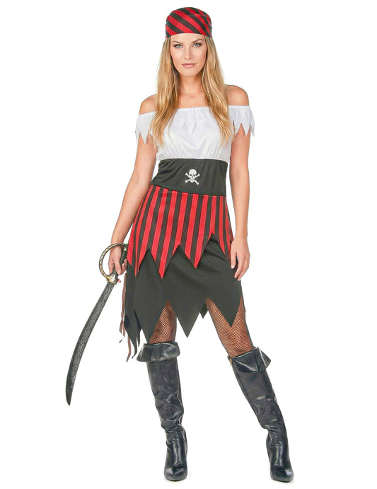 Disfarce de pirata vestido recortado mulher