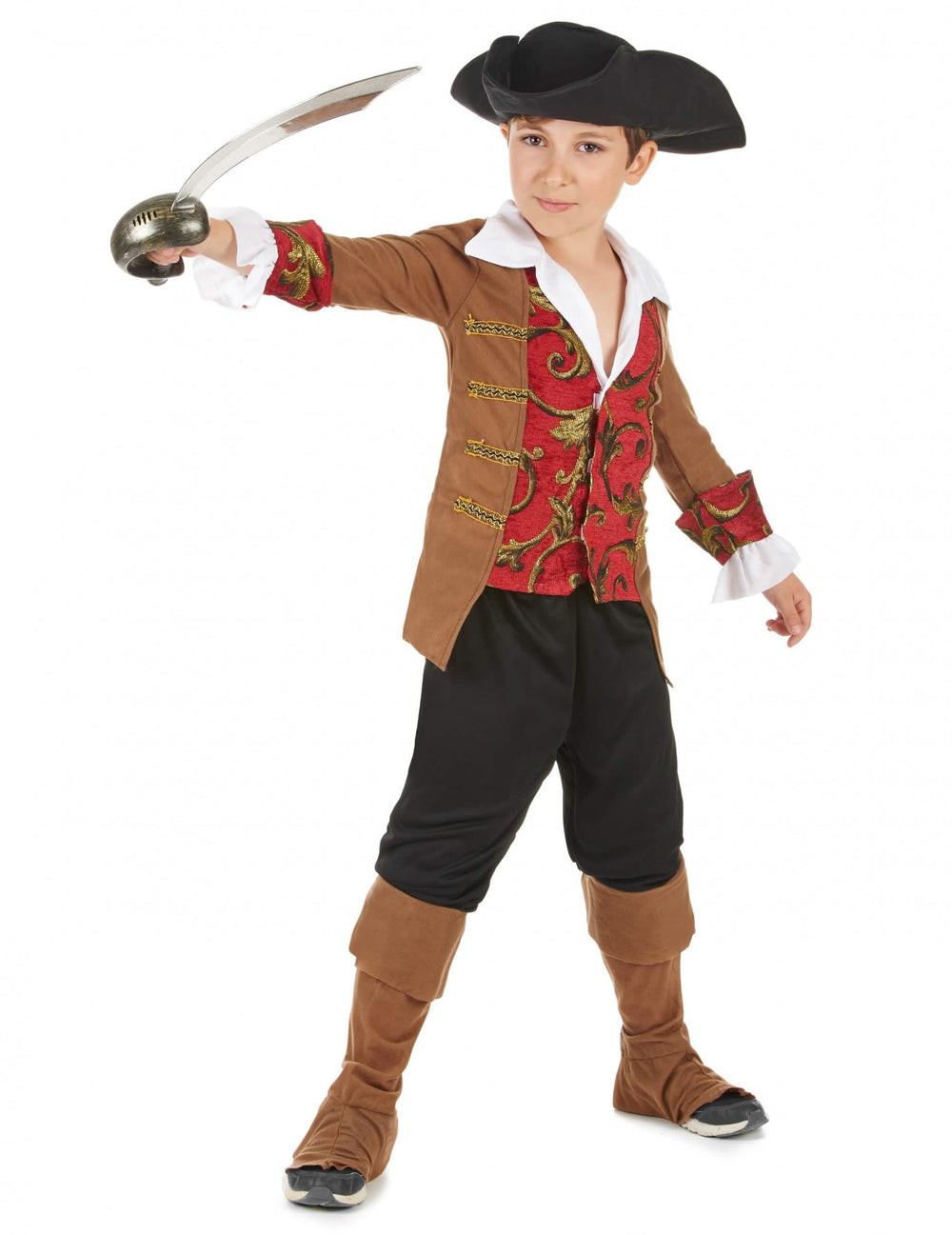 Sabre tenu en main do disfarce de pirata para menino