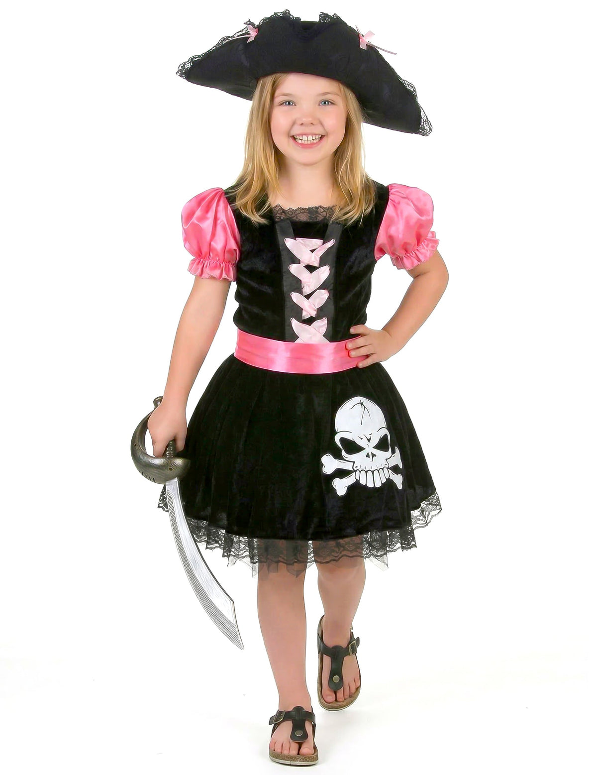 Vue de face du déguisement pirate girly