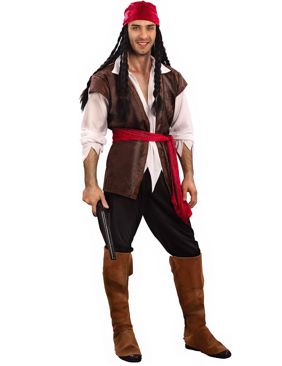 Modèle homme du déguisement de pirate à rayures pour couple